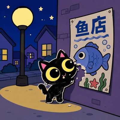 纸猫把海报上最大的鱼,一点一点啃下来